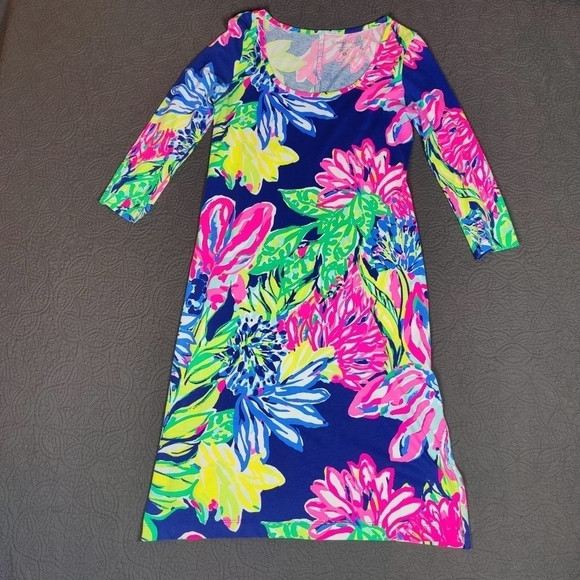 Lilly Pulitzer Dresses & Skirts - Lilly Pulitzer Kenzie Dress Resort Navy Travelers Palm Multicolor Women's Small